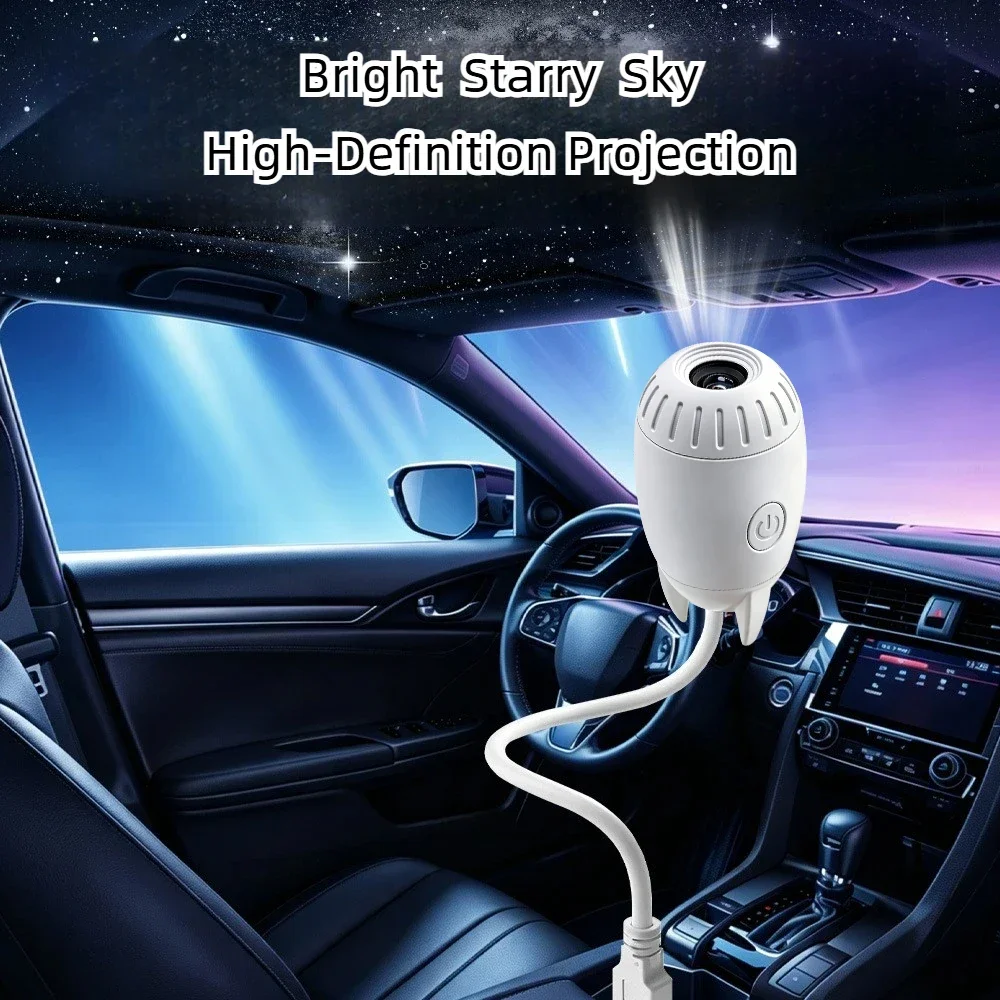 USB Projector Light Starry Night Light Adjustable Focus & Brightness Atmosphere Light Bedroom Car Decor Gift