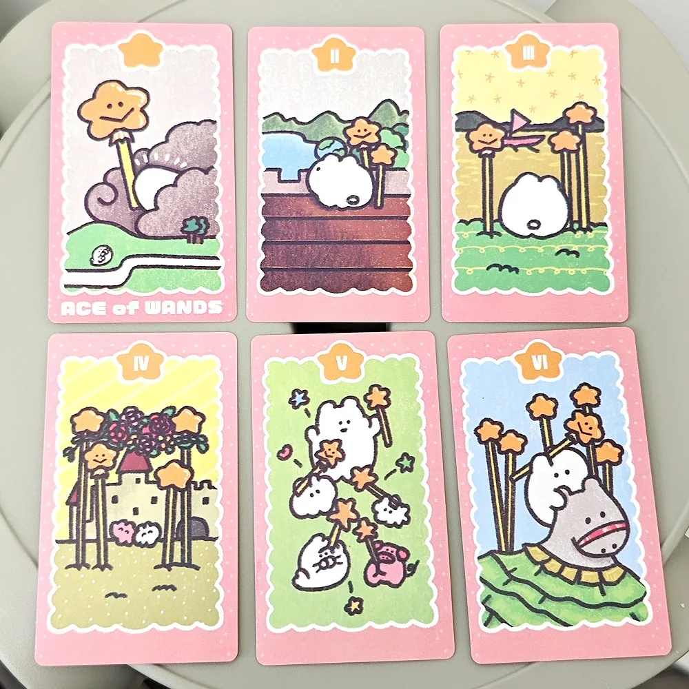 10.3*6cm Mokmok Chan 타로 진정하고 푹신한 디자인은 항상 마음에 편안함을 가져옵니다 78 Pcs Kawaii 타로 카드