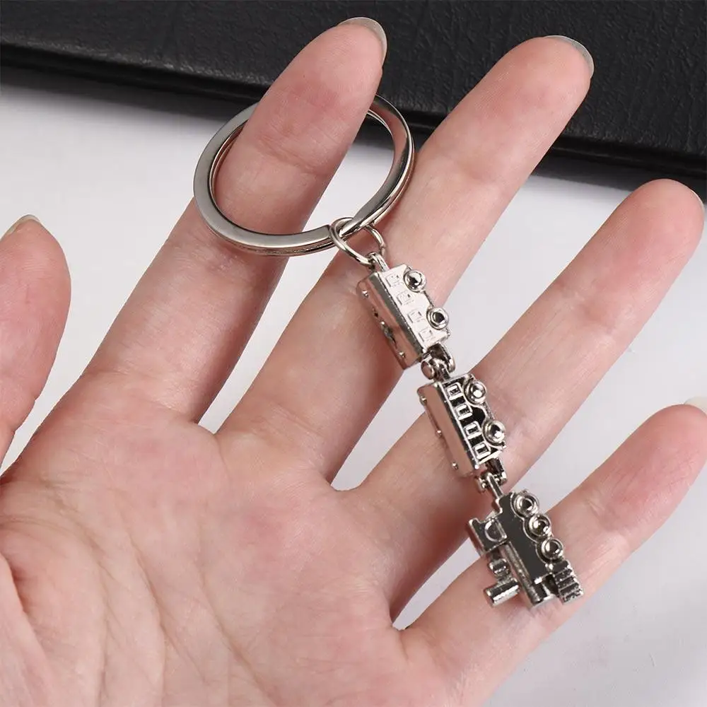 Train Model Mini Train Model Alloy Keychain Metal Movable Joint Movable Joint Train Keyring Alloy Creative Train Model Keychain