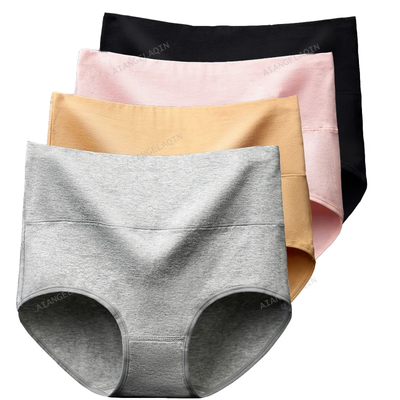 4 stks/partij Hoge Taille Ondergoed Katoenen Slipje Vrouwen Body Slim Abdominale Ondergoed Plus Size Meisjes Slips Vrouwelijke Lingerie Shaper