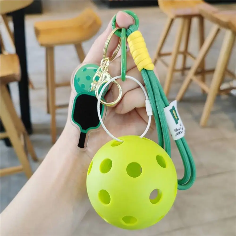 Creative Acrylic Pickleball Paddle Keychain Detachable with Lanyard Pickleball Key Ring Fitness Series Pendant Bag Accessories