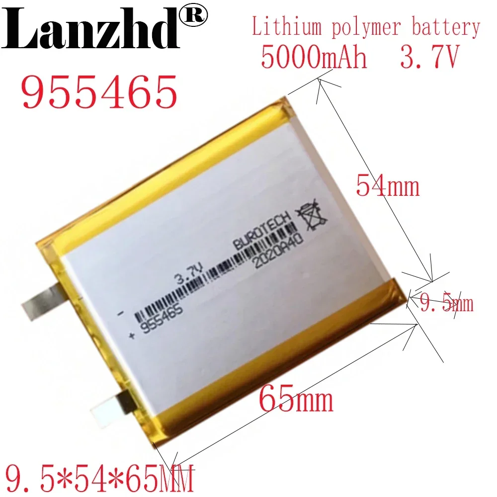 

1-10pcs 3.7V Lithium polymer 5000mAh 955465 Soft package battery For Power Bank Bluetooth Speakers Tablet DVD battery