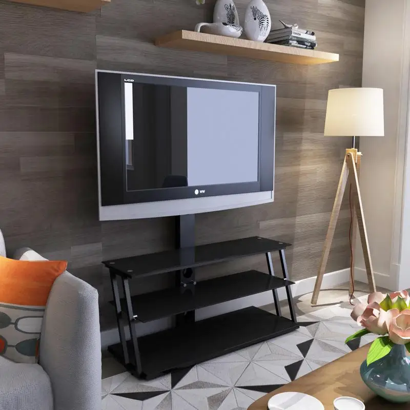 Multi-Function Adjustable Tempered Glass TV Stand with Angle and Height Settings