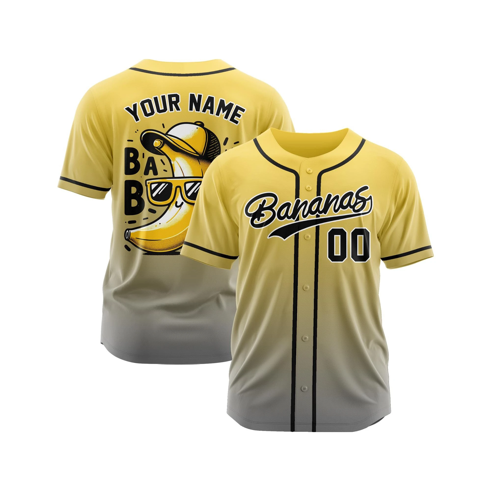 Custom Banana Team Baseball Jersey Personalized Sports Shirt Cool Team Uniform Fun Game Outfit Top