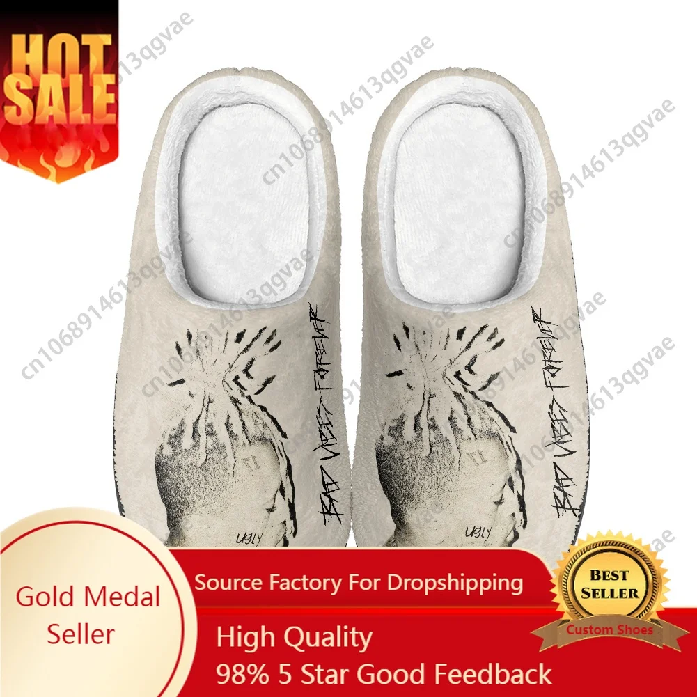 

Hot Hip Hop Rapper Rap XXXTentacions Home Cotton Slippers Mens Womens Teenager Plush Bedroom Keep Warm Shoes Custom Made Slipper