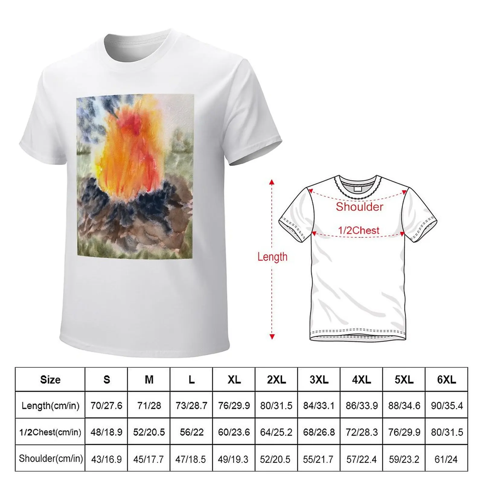 Campfire T-Shirt korean fashion oversizeds animal prinfor boys Short sleeve tee men clothing