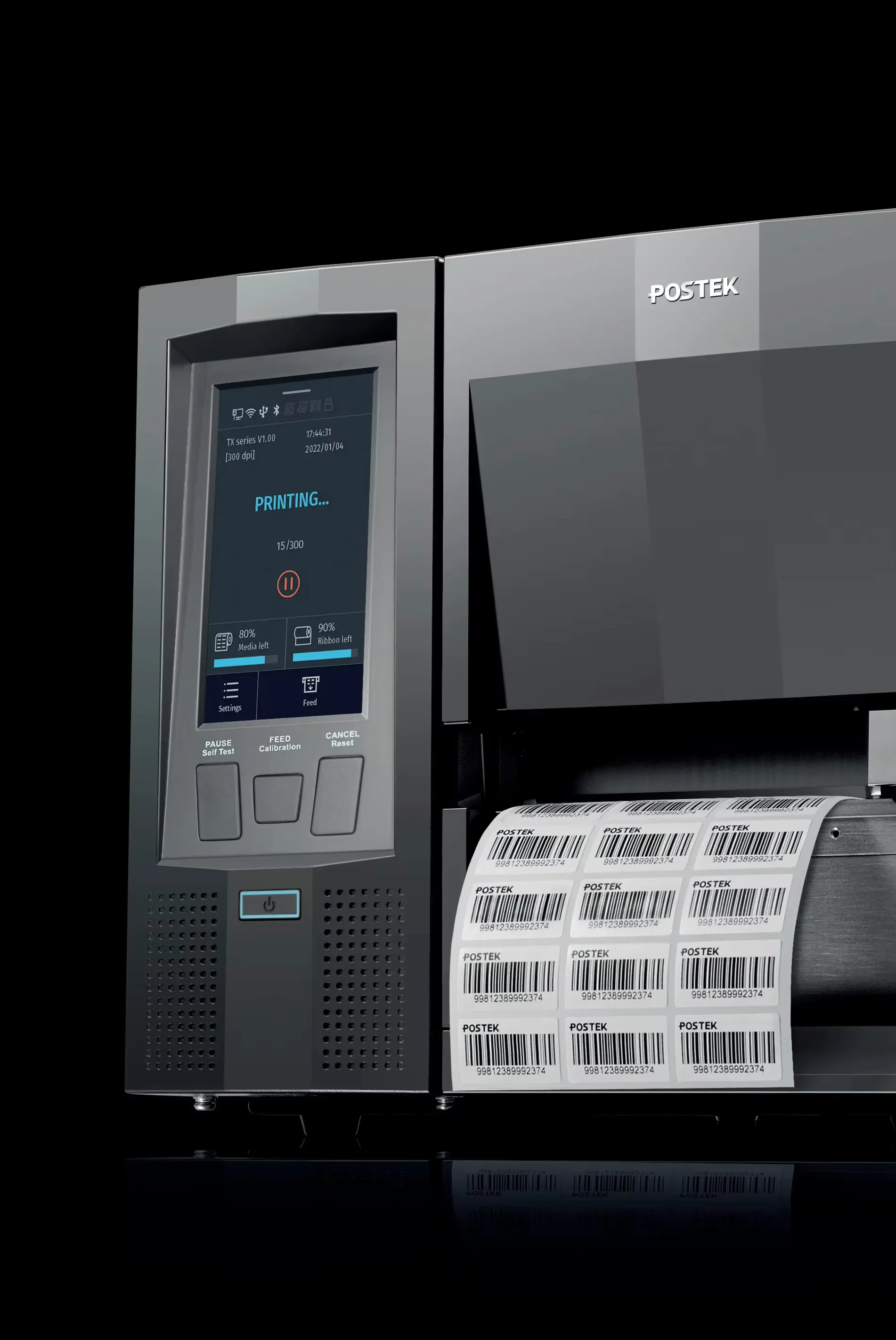 Industrial 300dpi/600dpi 4.5-Inch Touch Screen Direct Thermal & Thermal Transfer Barcode ISO18000-6C UHF RFID WiFi Label Printer