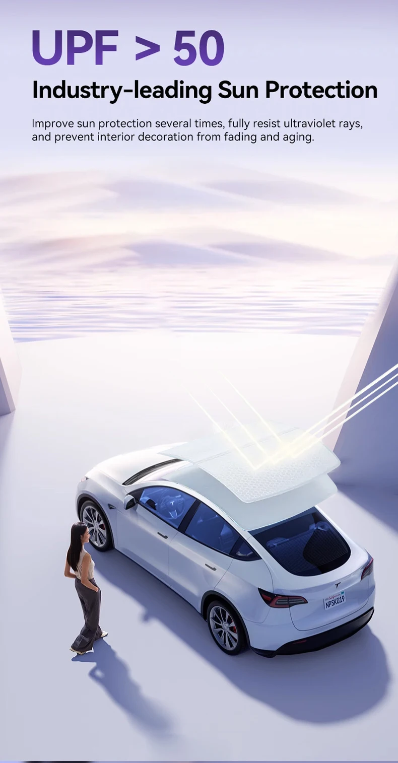 Sonnenschutz für Tesla Model 3 Schiebedach Highland 2025 Model Y 2020-25 – Sonnenschutz aus Eistuch mit Schnallen für Glasdach vorne und hinten, Zubehör – Detail 5