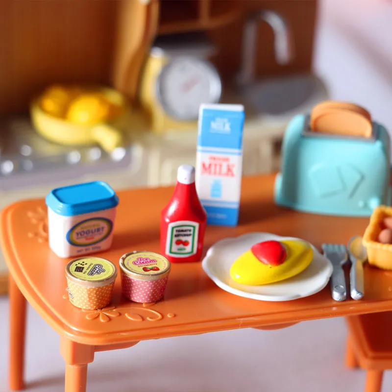 5Pcs/Set 1:12 Dollhouse Accessories Miniature items Tomato Sauce Yogurt Model Food Doll Accessories For Dolls House Decor Toys
