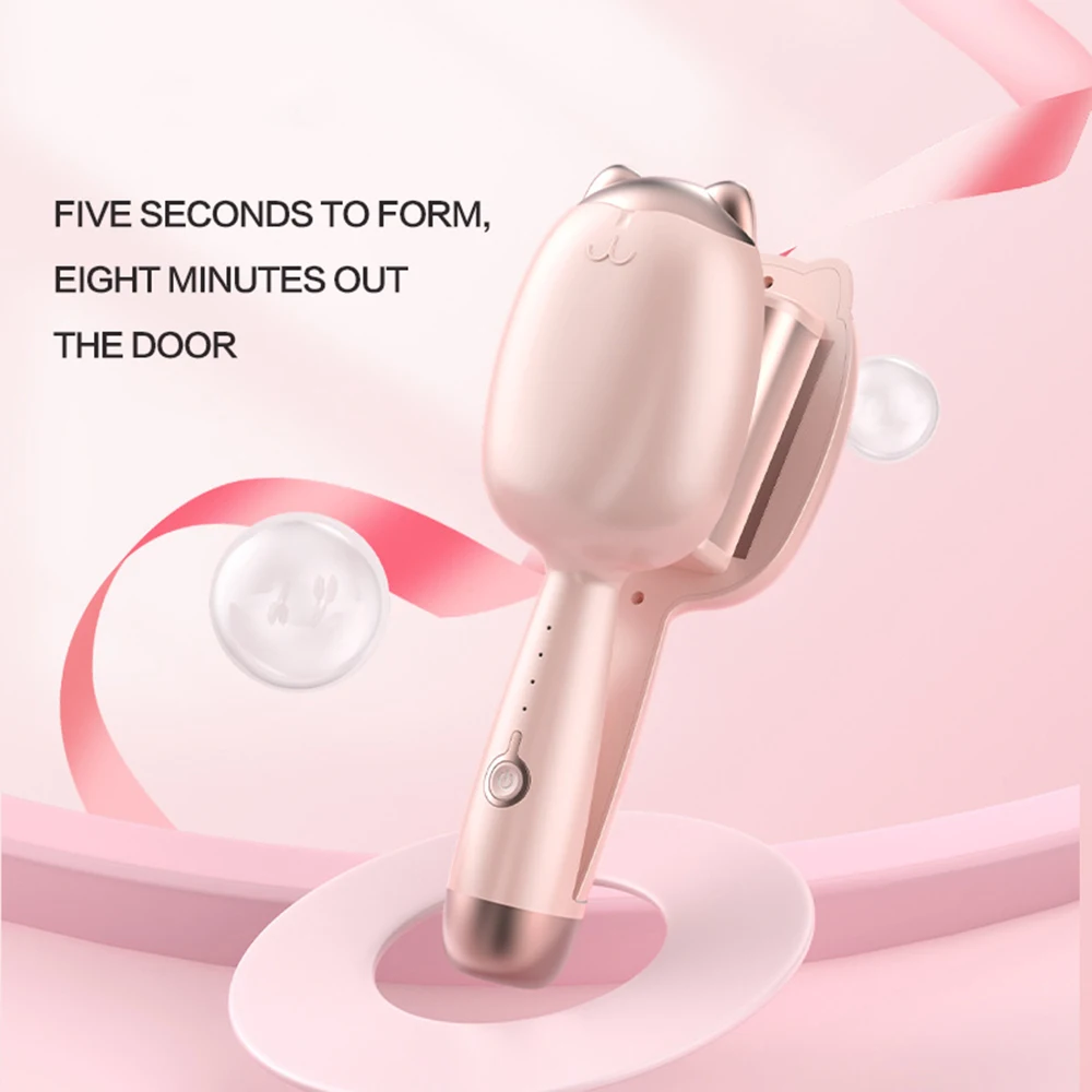 32MM Egg Roll Hair Waving Iron Purple Curling Wand Professional 2 Barrel Curling Iron, Hair Curler Crimper Waver Styling Tools