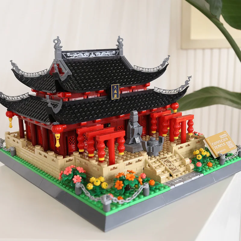 Creative Micro Diamond Block China City Architecture Confucius Temple Mini Building Brick Ancient Academies Toy Nanobricks