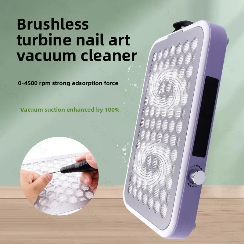 Dual Turbine Brushless Nail Dust Vacuum Cleaner Quiet High Power for Salon