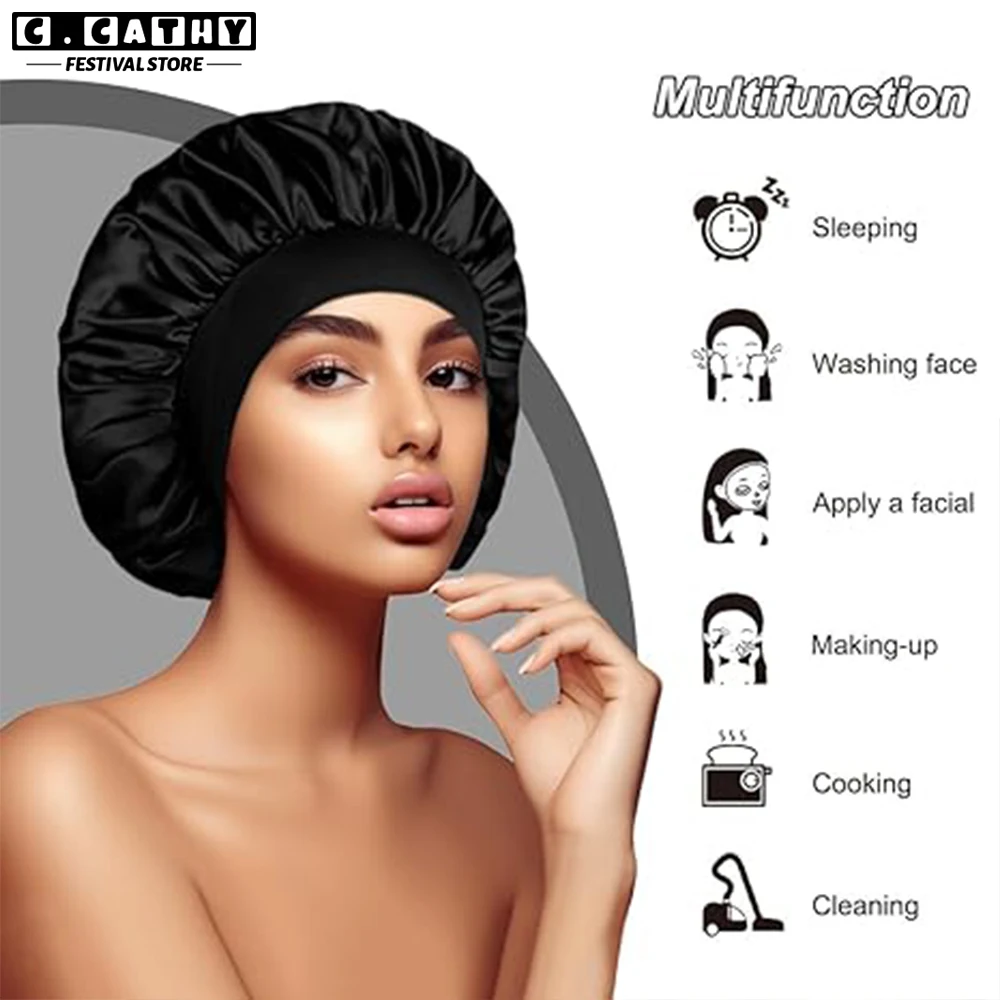 Cabeleireiro para dormir Mulher largo Brim Boné de tampa do sono cabo para o cabelo para o cabelo encaracolado chuveiro de cabelo para crianças