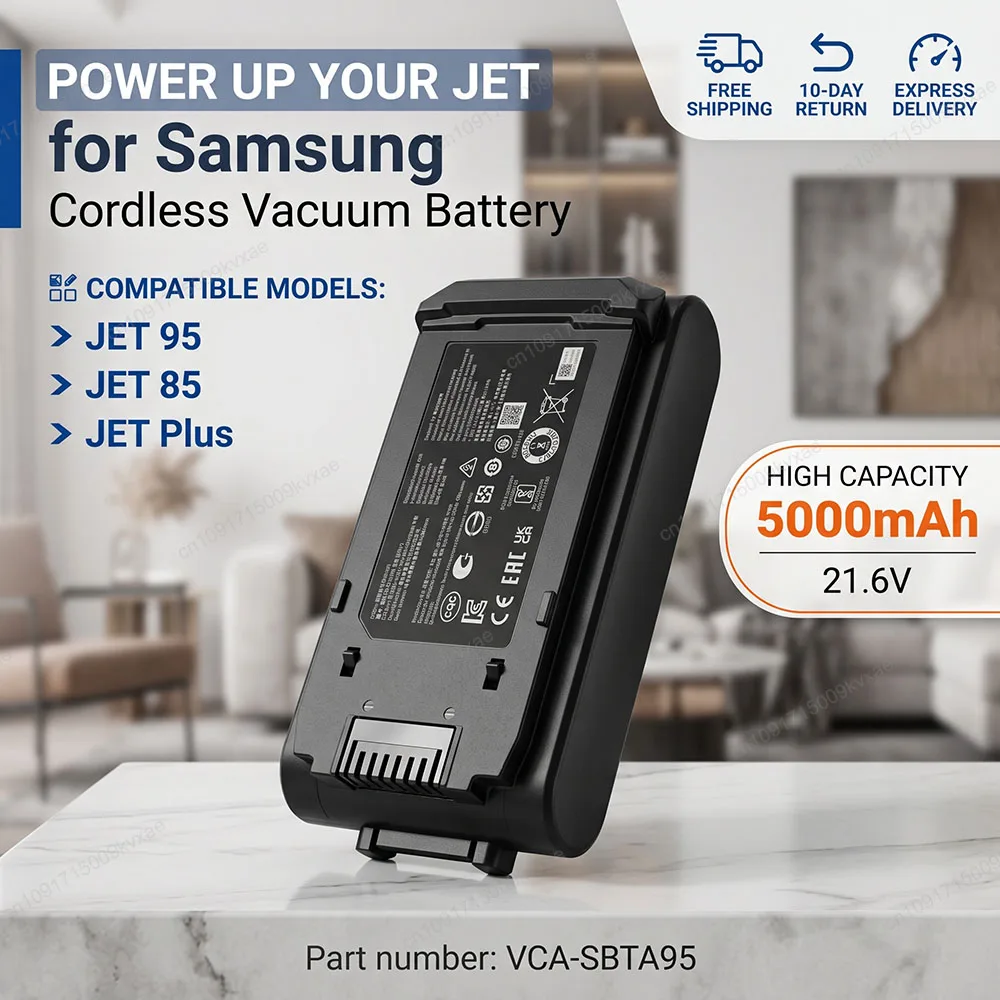 VCA-SBT95 5000mAh Battery for Samsung JET95 JET85 Battery VCA-SBTA95 VS20A95823W VS20A95943N VS20A95973B VS20B95943N VS20B95823W