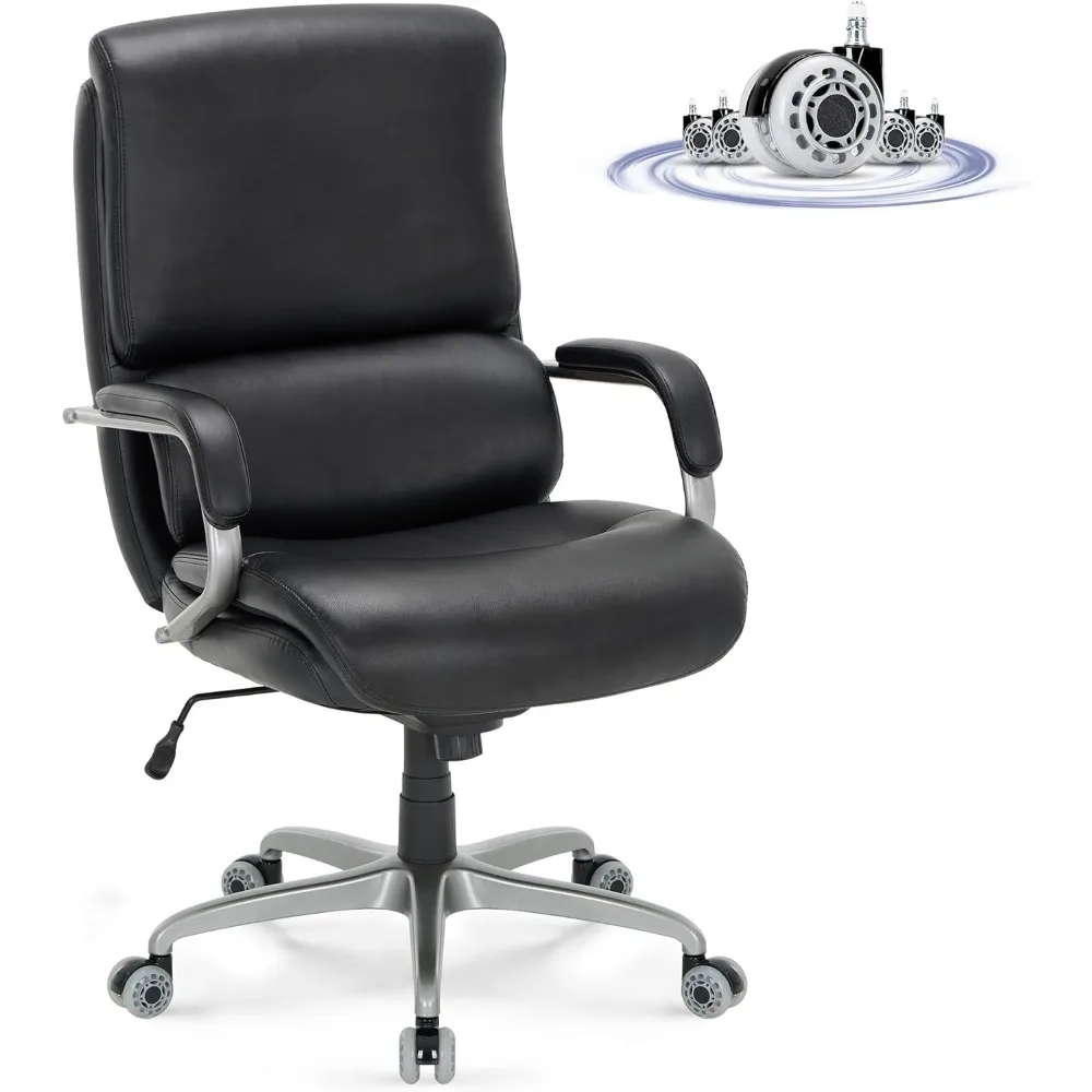 

Executive Padded Leather Office Chair-Ergonomic Lumbar Support, Desk Chair for Home and Office with Flip-up Arms,