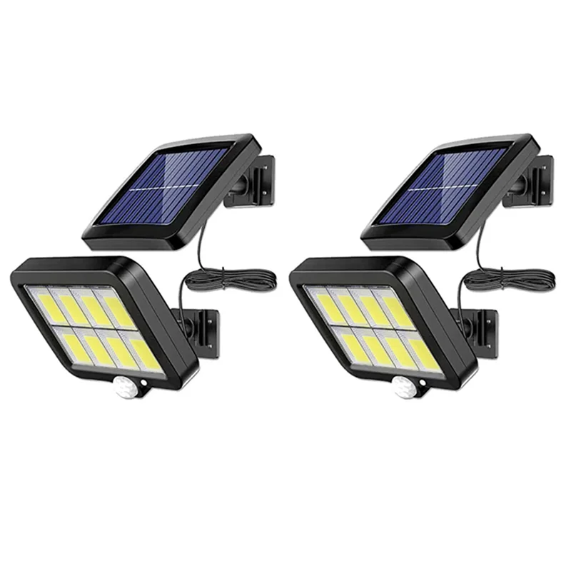 AD41-2Pc 2000 lúmenes 160 LED luces de colector Solar IP65 impermeable con cable Sensor de movimiento luz de inundación de seguridad 360 grados