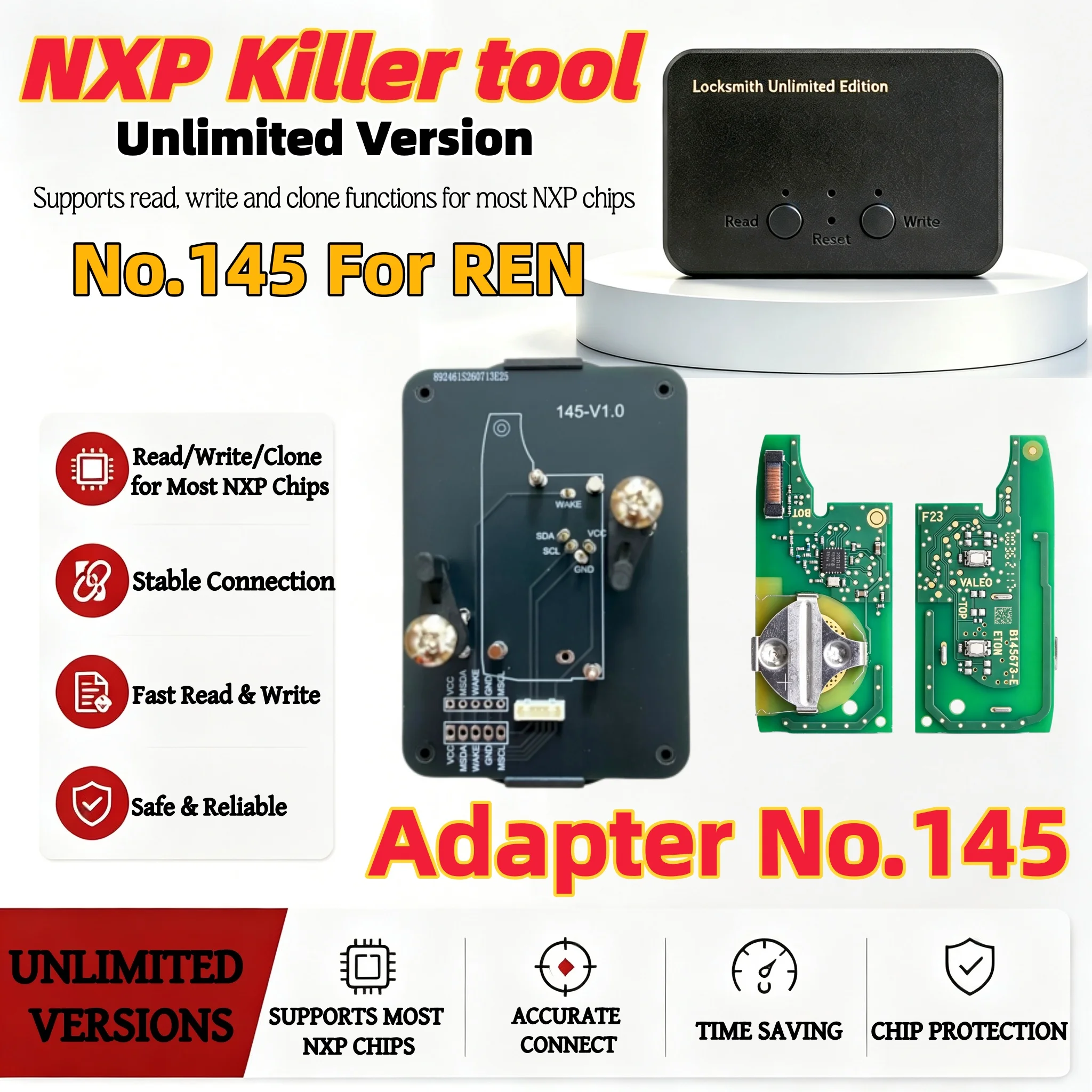 No. 145 Solder-Free Adapter Suitable for Renault Koleos Smart Key, Supports Nxp‑Killer Read-Write Cloning