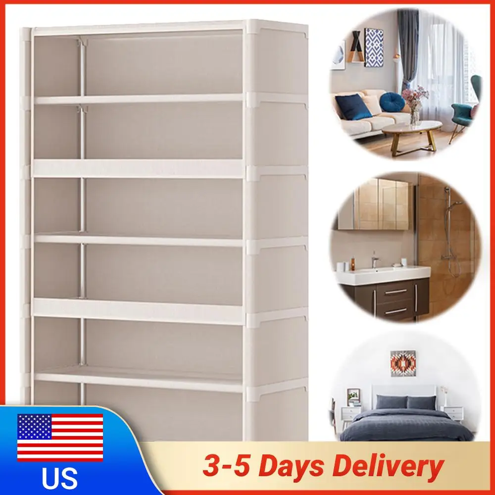 

7 Tiers Storage Containers Bin with Clear Flip Door Shoe Storage Cabinet Shoe Storage Shelf Cabinet for Bags Books Clothes