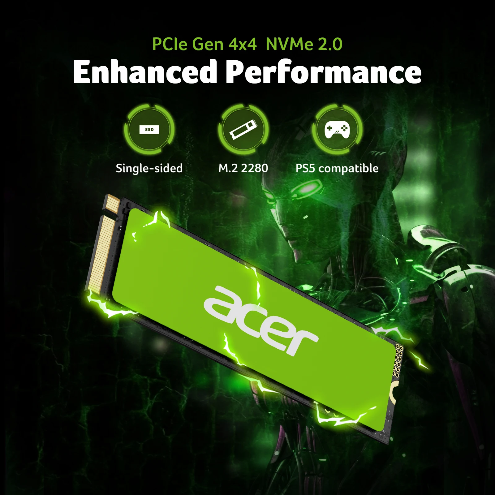 ACER FA200 500GB M.2 2280 NVMe SSD |   PCIe 4.0 |   Até 7200 MB/s