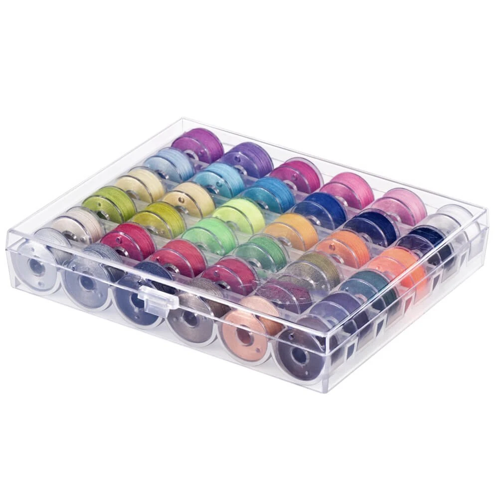 36 Pcs Bobbins and Sewing Threads with Case and Soft Measuring Tape for Singer