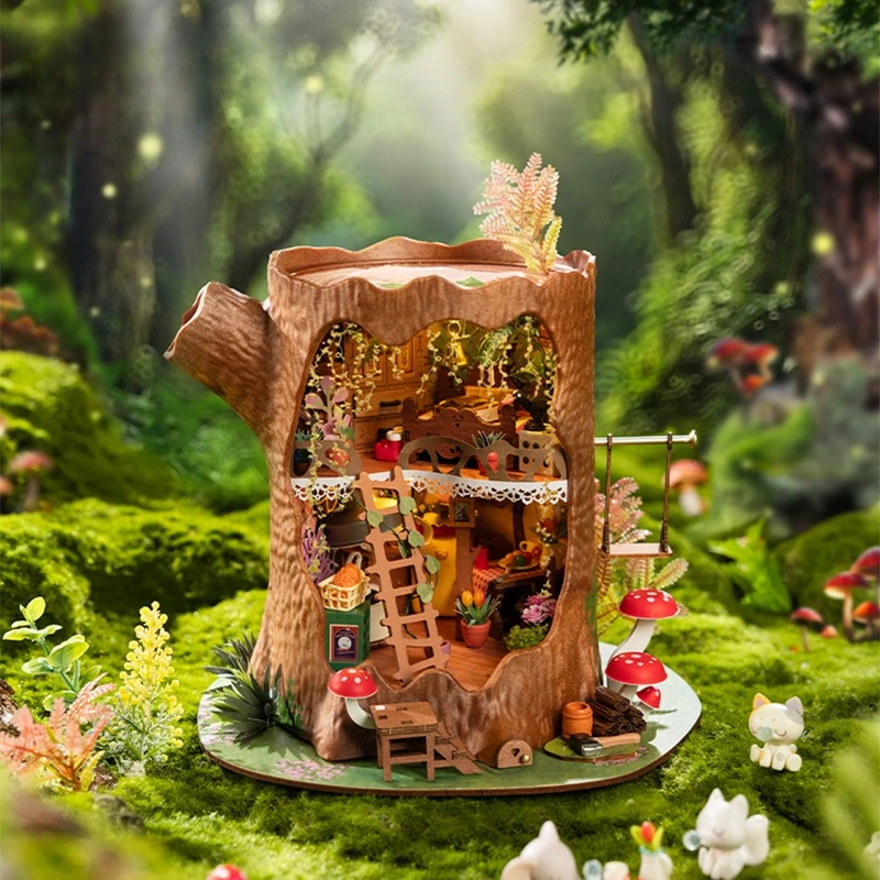 

DIY Fairy Tale Tree House Hand-assembled Model Hut Wooden Three-dimensional Wood Decorative Ornament