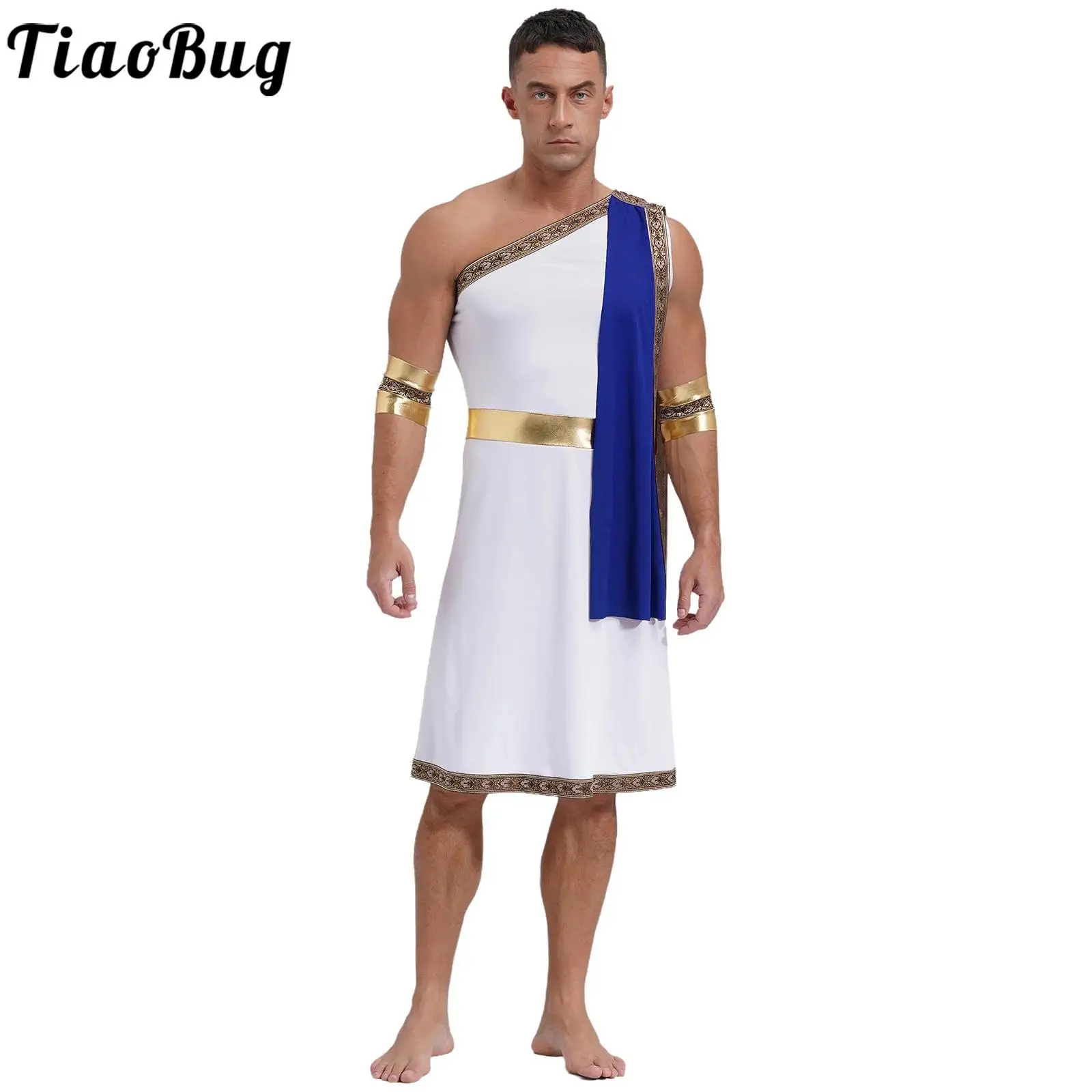 

Mens Mythology Toga Robe Spartan Ancient Greek Retro Vintage Themed Shows Cosplay Outfit Sleeveless Robe Warrior Costumes