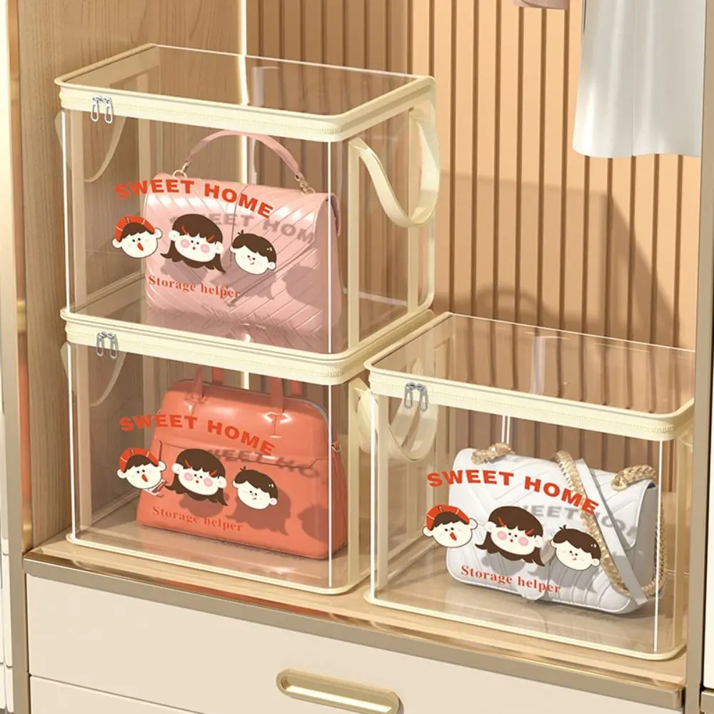 

Cartoon Print Toy Storage Box Large Capacity PVC Clear Student Book Storage Bag Dust-proof Waterproof Foldable Sundries Pouch
