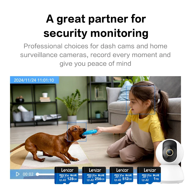 Lexar BLUE microSDXC UHS-I Card V30 U3 A2 128GB 256GB 512GB Memory Card Read speed up to 160MB/s TF Card for 4K video Phone