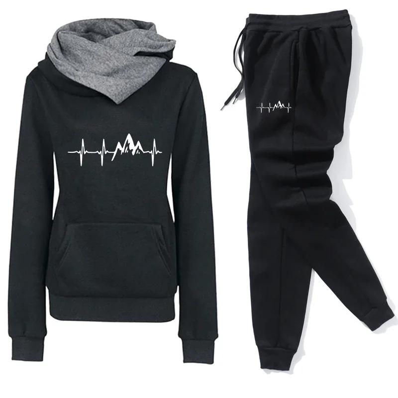 Diário outono inverno qualidade hoodies agasalho feminino casual impressão única calças esportivas conforto ao ar livre jogging ginásio mulher moda