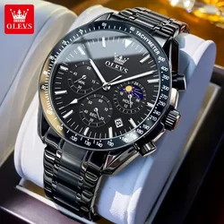 Olevs 3618 man Watch stainless steel waterproof moon phase chronograph classic quartz wristwatch men's watch 2024