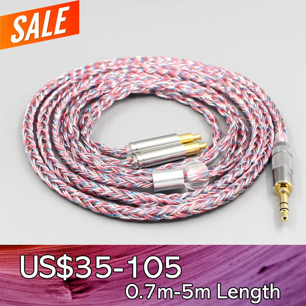 

LN007565 16 Core Silver OCC OFC Mixed Braided Cable For Audio Technica ATH-ADX5000 ATH-MSR7b 770H 990H A2DC Earphone Headphone