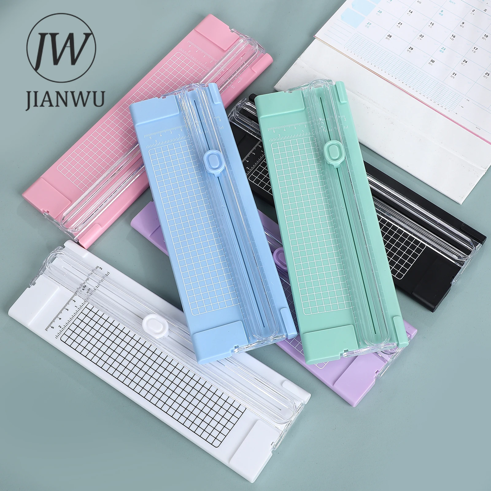 JIANWU Morandi Color Multifunctional Journal Material Paper Cutter Tools Creative DIY Student Supplies Stationery