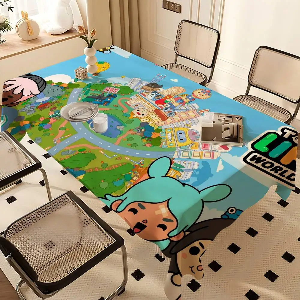 T-Toca B-Boca Life World Tablecloth Birthday Party Wedding Christmas Table Cover Wipe Desk Cloth Decor Covers Rectangle