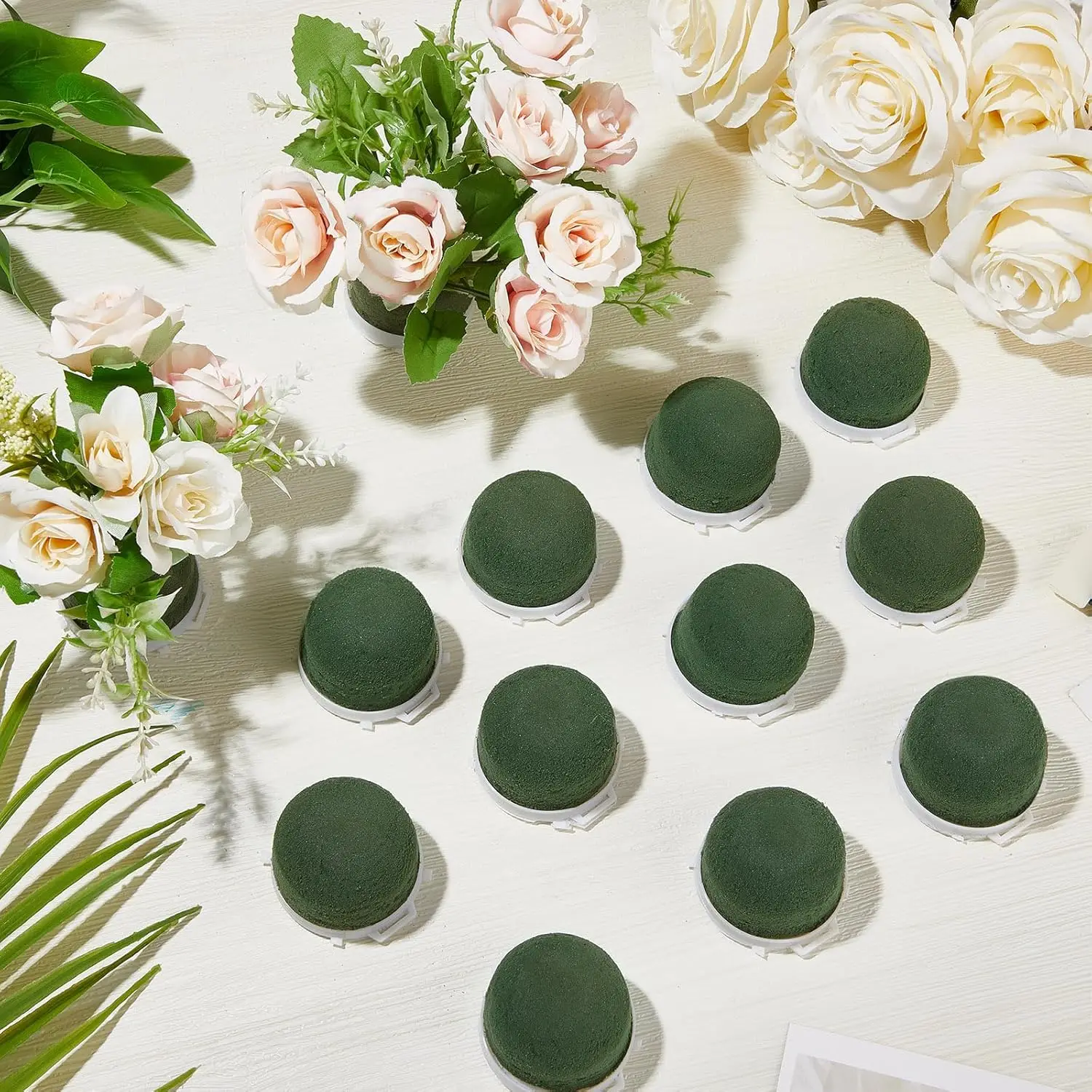 3 Pcs Mini Floral Foam Holder Flower Foam for Fresh Flowers Green Floral Foam for Table Wedding Wine Bottle Decor