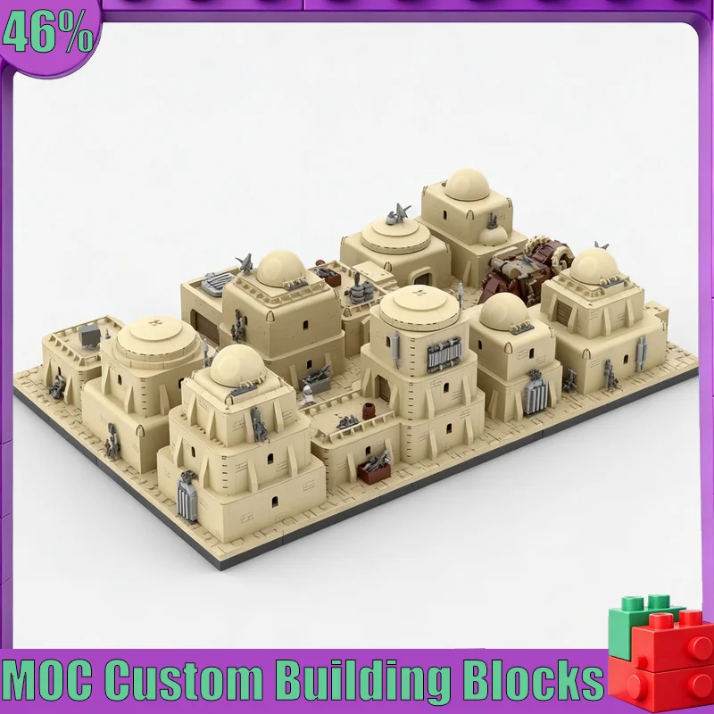 7449PCS Mos Eisley Desert City MOC Sci-Fi Architecture Model Custom Puzzles Creative DIY Assembly Educational Toy Popular Gifts