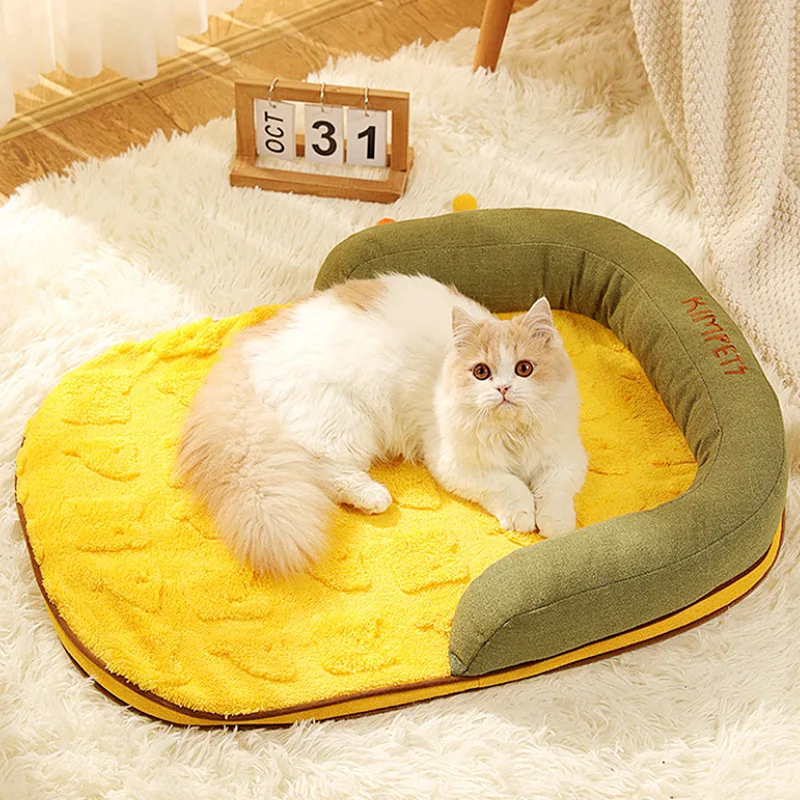 

Cat Bed Warm Pet Basket Cozy Kitten Lounger Cushion Cat House Tent Very Soft Small Dog Mat Nest for Donut Round Cats Beds