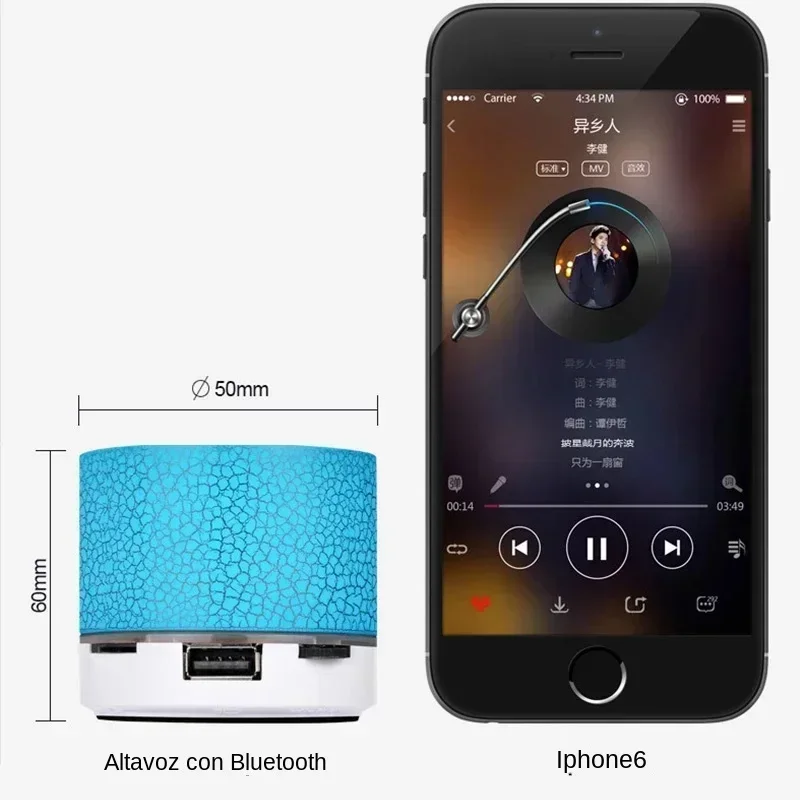 Bluetooth Mini Speaker Wireless Speaker Colorful LED TF Card USB Subwoofer Portable MP3 Music Sound Column For PC Phone image 4