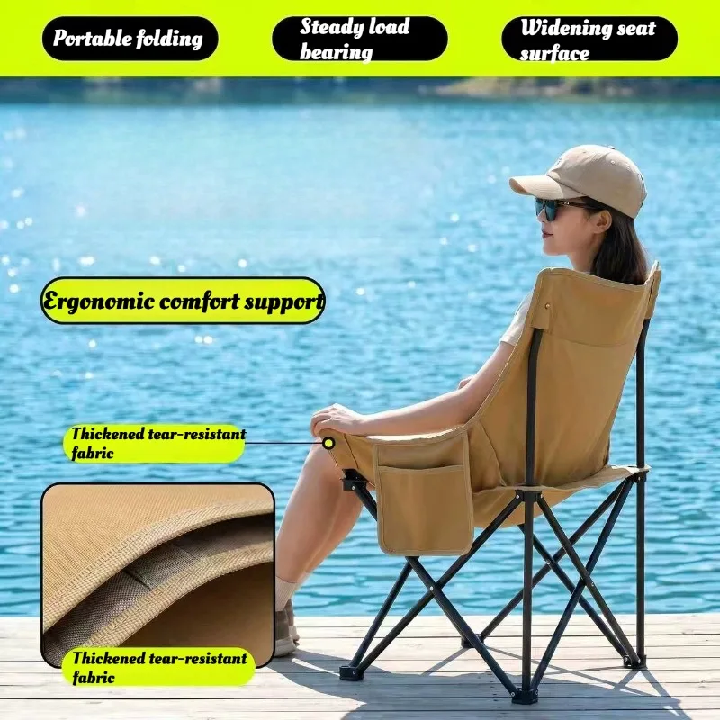 Foldable Camping Chair Moon Chair OutdoorChair Portable Fishing Chair Lightweight Stool Collapsible Seat Beach Travel Ultralight