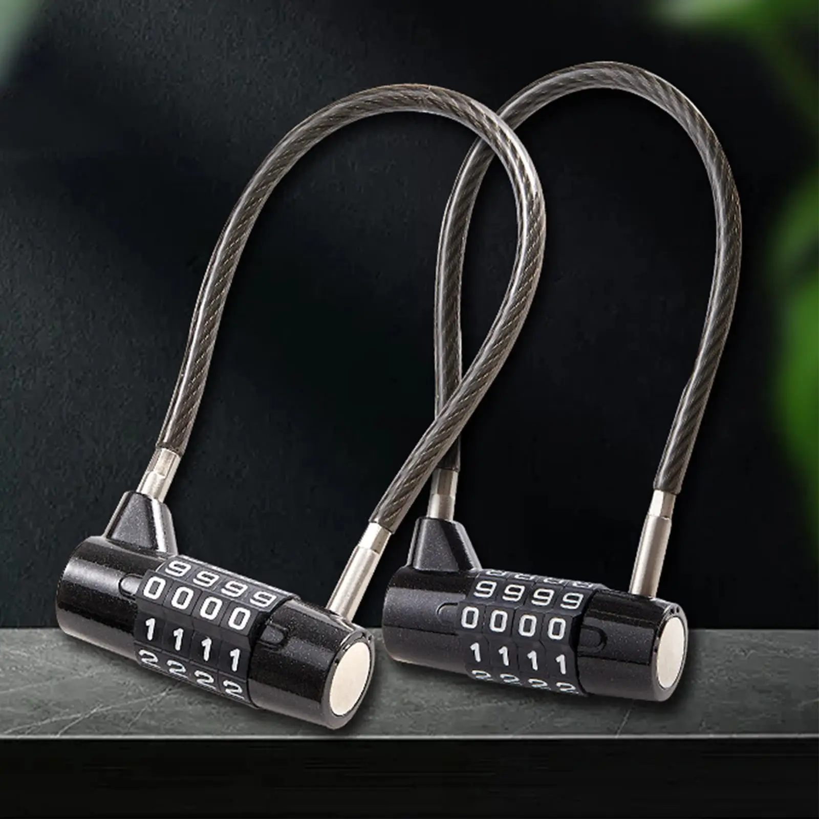 4 Digit Steel Cable Padlock Combination Lock Zinc Alloy Body for Travel Luggage Tool Box Cabinet Outdoor Fence Sports
