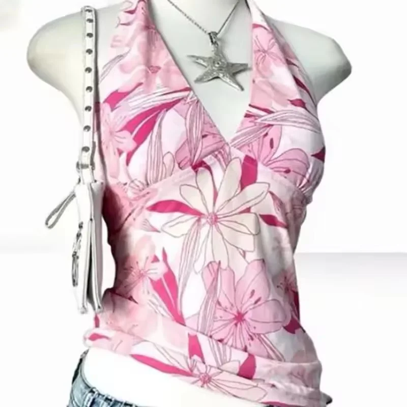 Europäischer und amerikanischer Sommer-Neuheit: Süßes, europäisch-amerikanisches, ärmelloses, figurbetontes, sexy Neckholder-Top für Damen.