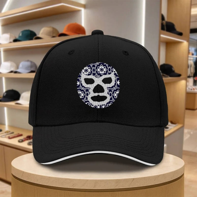 Wrestling Mask Pattern Baseball Cap Unisex Retro Sports Hat for Men Women Daily Commuting Party Vacation Gift