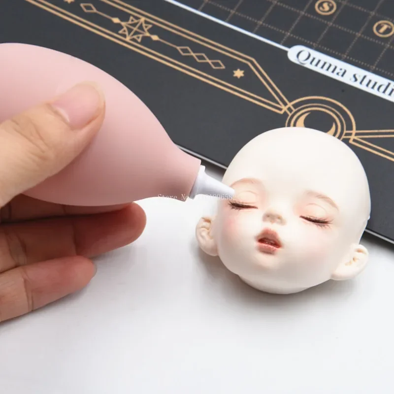 Pink Clay Doll Head Dust Removal Color Makeup Dust Blower DIY Polymer Clay Cartoon Character Face Makeup/dust Cleaning Tools