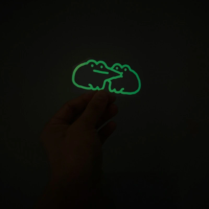 1PC 9cm Cute Frog Couple Luminous Waterproof Vinyl Sticker For Car Bike Decor, Multiple Color Options