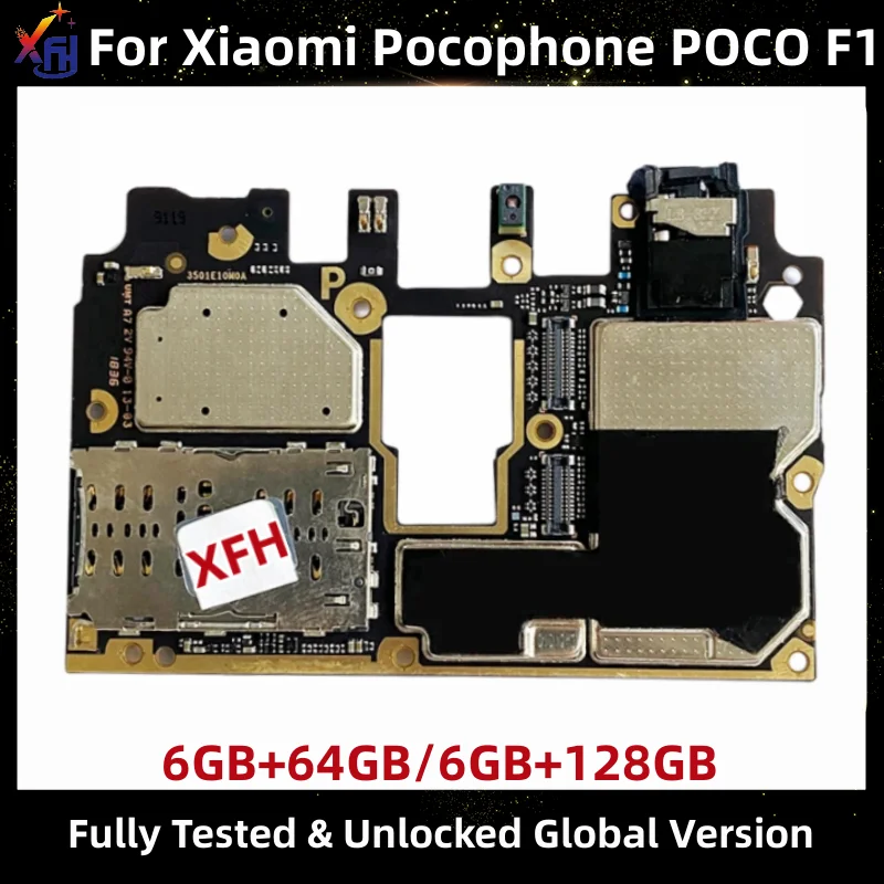 

Motherboard for Xiaomi Pocophone F1, Unlocked Original Mainboard, 64GB, 128GB ROM, with Google Playstore Installed