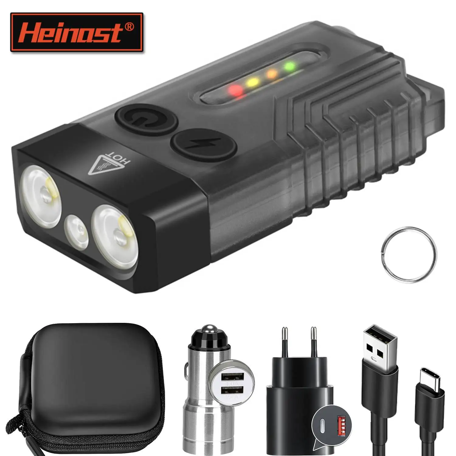 Heinast V10 EDC Flashlight Portable Mini Keychain Torch Type-C Rechargeable Work Light With Magnet UV Beep Camping Pocket Lamp