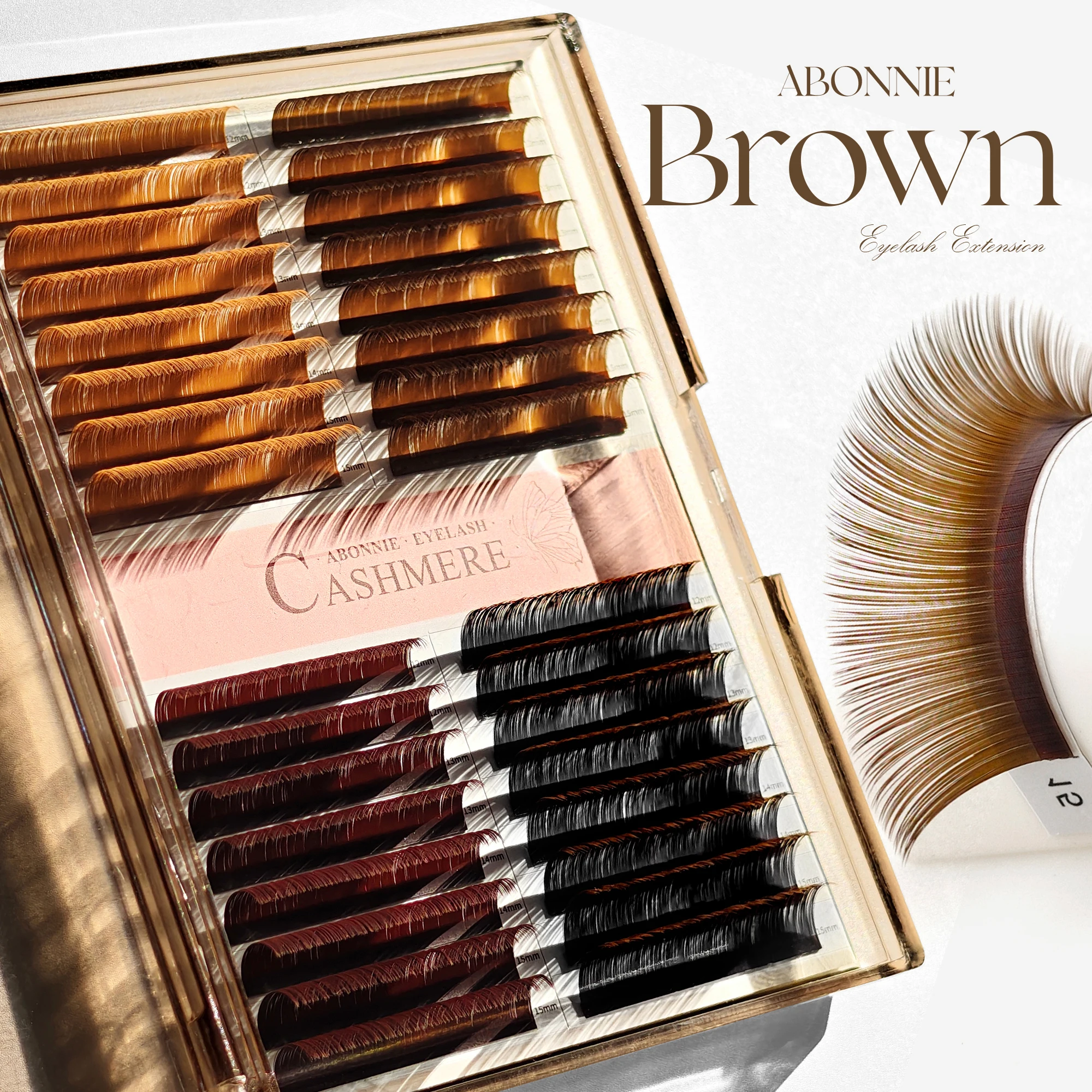 Extensiones de Pestañas Abonnie Max Tray Colorful Classic 4 en 1, Pestañas Voluminosas de Color Rosa y Morado