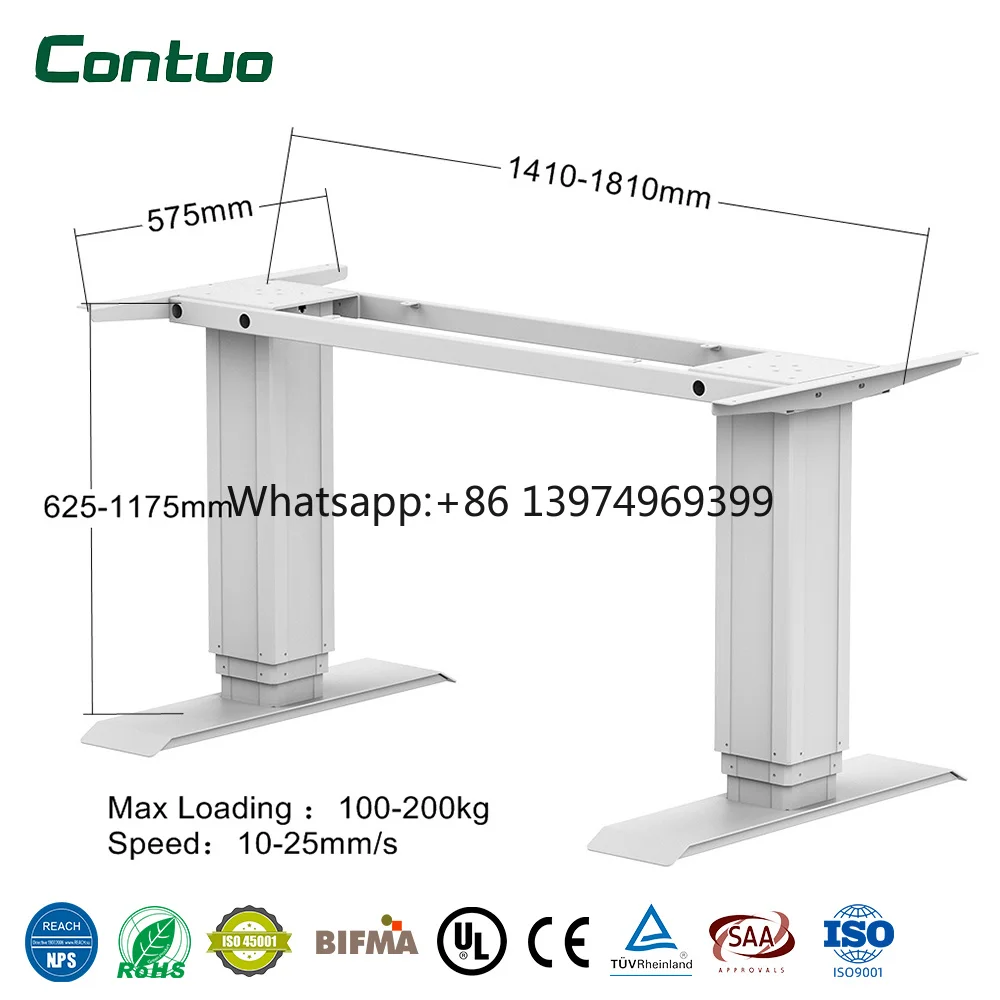 Modern Heavy Duty 200kg Electric Steel Floating Standing Desk Frame 3-Stage Dual Motor for Home Office 1900*800mm