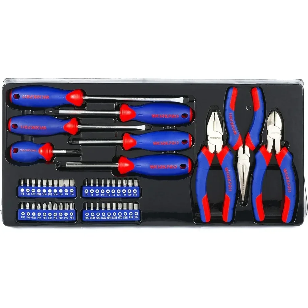 Ensemble d'outils de mécanicien, kit d'outils de réparation domestique général avec boîte en métal 3-MELrapDuty, 408 pièces