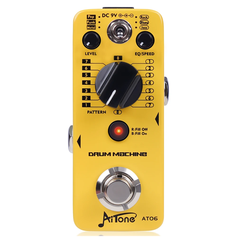 JOYO AITONE Series AT-06 Drum Machine Pedal 8 Real-Sampled Grooves 6 Music Genres Dual EQ Presets Electric Guitar Effects Pedal