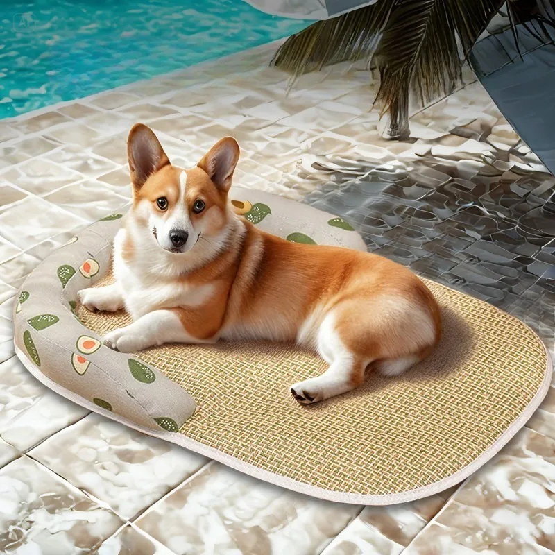 

Pet Summer Sleeping Mat for Dogs Breathable Cooling Pad Cats Heat Dissipation Supplies Kitten Puppy Rattan Weaving Bed Mats